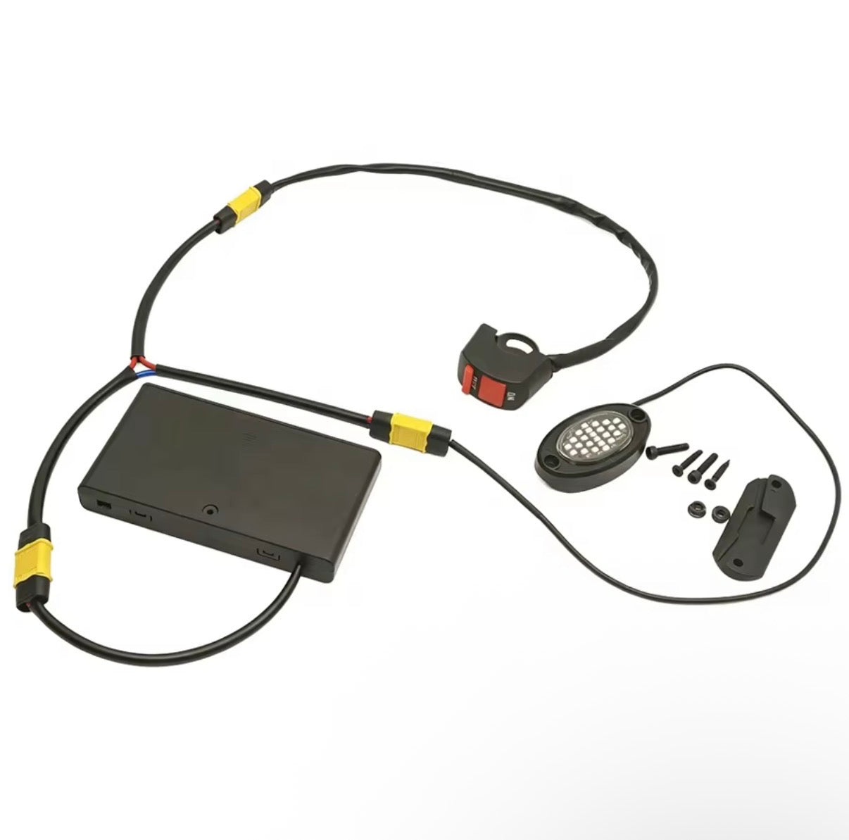 Universal v3 Rocklight for any bike pre wired to a battery pack, (COMES WITH A SWITCH TO PUT ON TO HANDLEBARS)