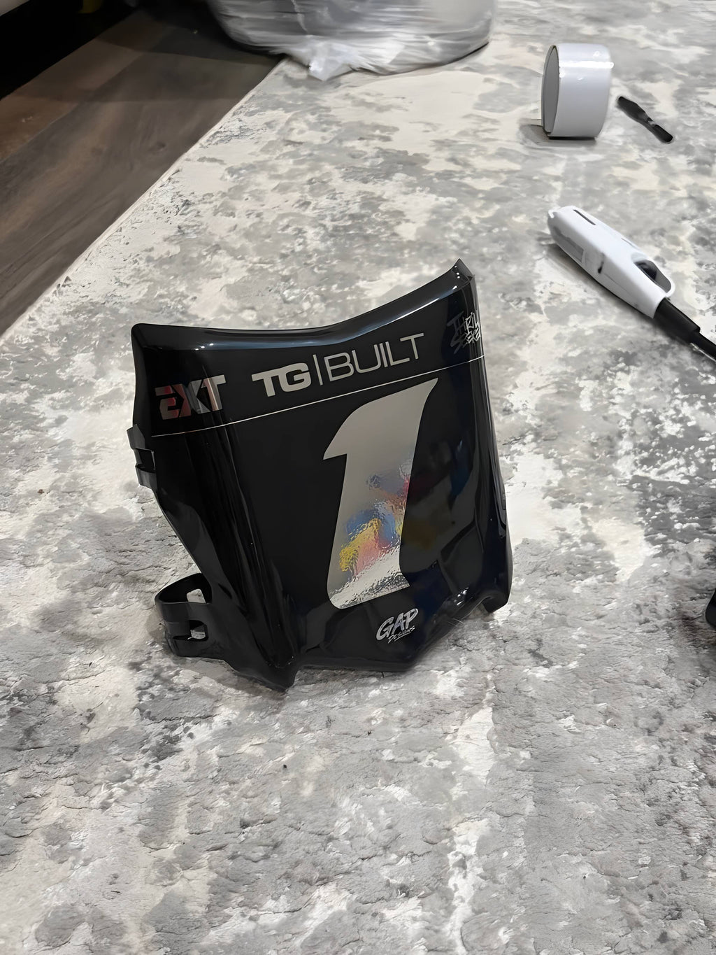 Chrome, glossy motocutz with decal
